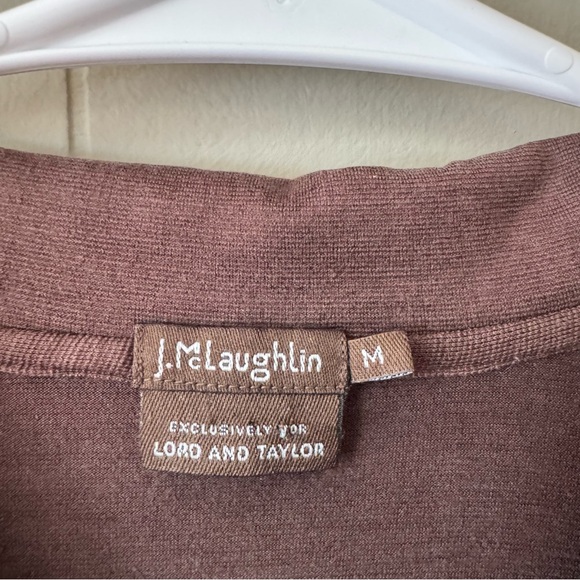 J. McLaughlin Silk Blend Long Sleeve Polo Blouse Top Size LG Brown Preppy Office - Picture 5 of 8